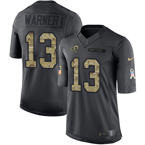 Youth Limited Kurt Warner Nike Jersey Black - #13 2016 Salute to Service NFL Los Angeles Rams
